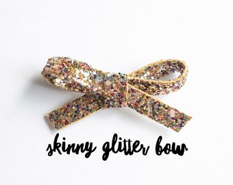 Confetti Glitter Hair Bows / Baby Headband / Hair Bow on Nylon Band / Toddler Hair Clip / Glitter Hair Piece / School Girl Hair Bow
