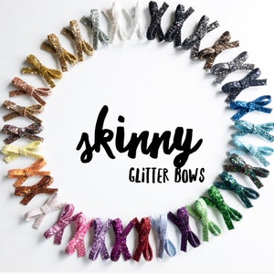 Skinny Glitter Hair Bows Multiple Colors Available / Toddler Hair Clips / Baby Headband / Baby Shower Gift / Hair Accessory
