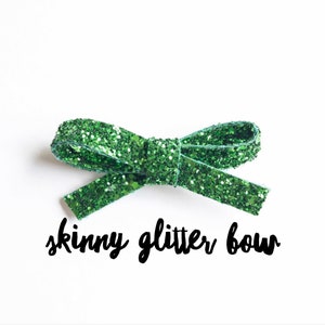 Metallic Green Glitter Hair Bows / Baby Headband / Hair Bow on Nylon Band / Toddler Hair Clip / Glitter Hair Piece / School Girl Bow
