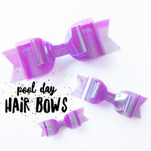 Purple Pool Bows · Waterproof Swimming Bows/ Baby Hair Bow/ Toddler Hair Clip / Poolside Bow / Swim Bows / Toddler Style