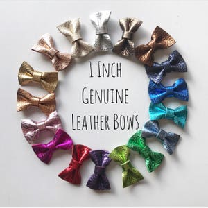 1 inch Genuine Leather Bows · Leather Hair Bow / Baby Headbands / Toddler Hair Clips / Infant Headband / Gift for Baby Girl / Leather Bows