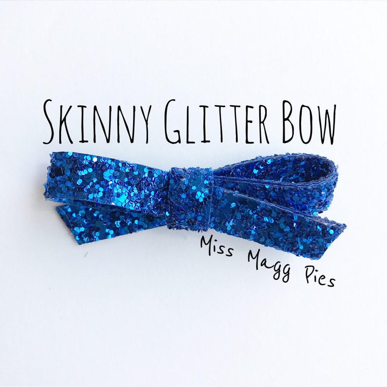Royal Blue Glitter Hair Bows Baby Headband Hair Bow on Nylon Band Toddler Hair Clip Glitter Hair Piece School Girl Bow