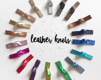 Genuine Leather Knot Bows · Leather Hair Bow / Baby Headbands / Toddler Hair Clips / Infant Headband / Gift for Baby Girl / Leather Bows