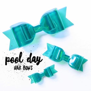 Swimming Pool Hair Bows Jelly Bows Waterproof Swim Bows Green Hair Bow Poolside Accessory