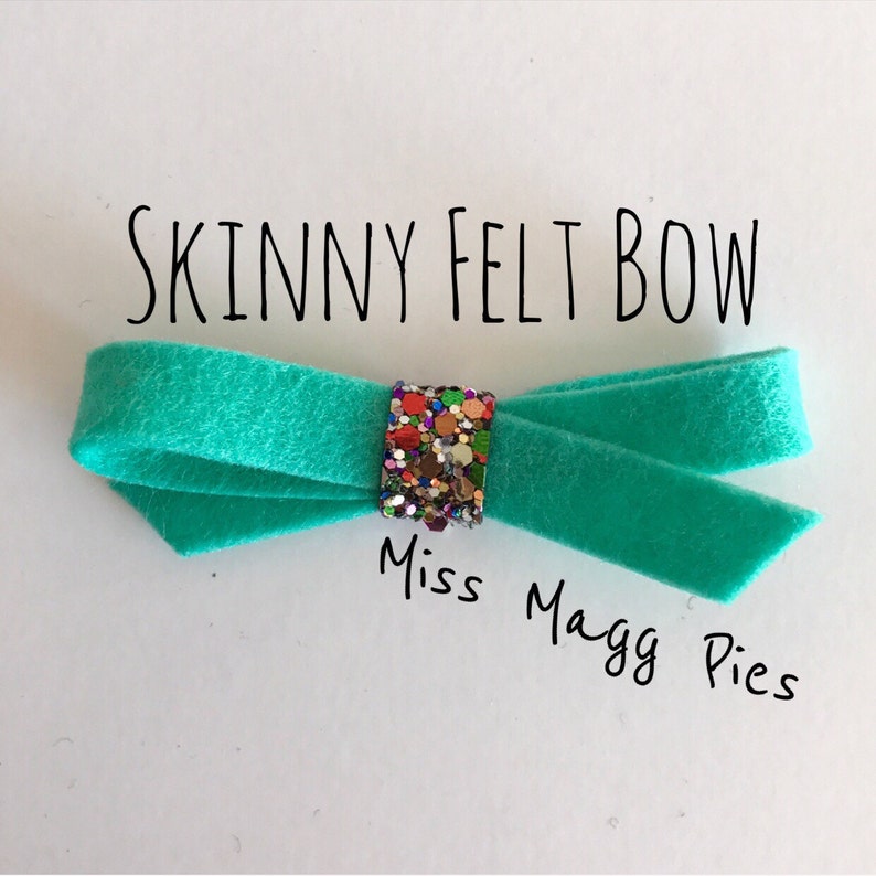 Aquamarine \u00b7 Skinny Felt Hair Bow Baby Hair Bow Toddler Hair Clip Hair Accessory Newborn Photo Prop Gift for Baby Girl Teal Bow