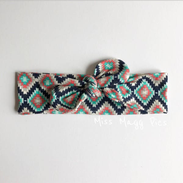 Aztec · Top Knot Headband / Adjustable Headband / Head Wrap / Infant Headband / Top Knot / Baby Style / Adult Headband / Knotted Headband