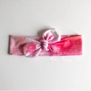 Pink Watercolor · Top Knot Headband / Adjustable Headband / Head Wrap / Infant Headband / Top Knot / Baby Style / Adult Headband