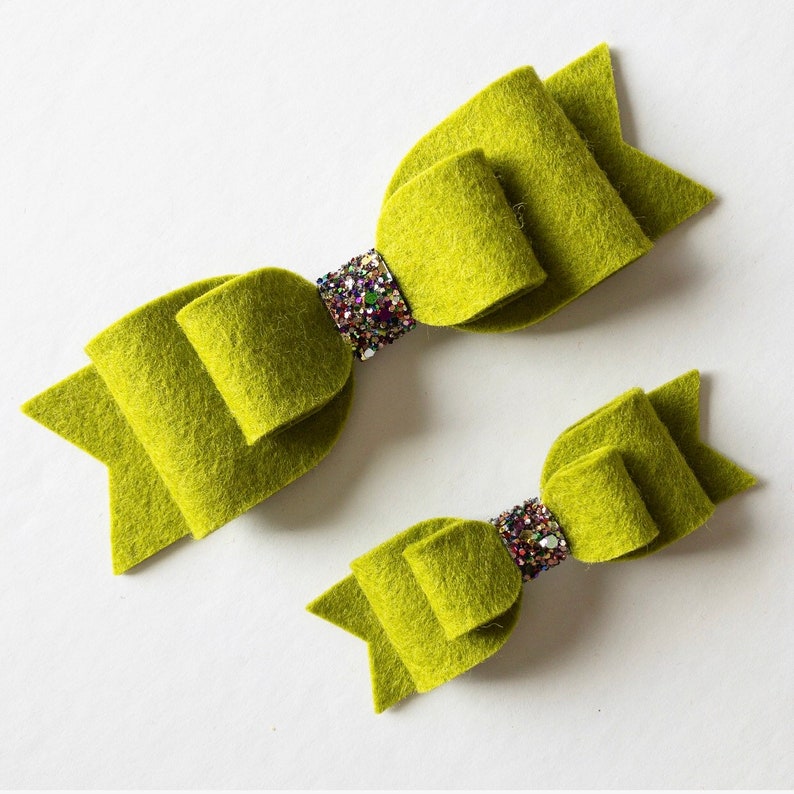 Kiwi Standard OR Super Felt Hair Bow // Double Loop Bows // Baby Headbands // Toddler Hair Clips // Wool Felt Bows // Oversized Bows image 3