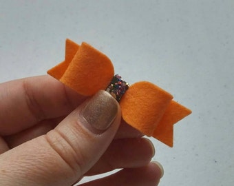 Felt Hair Bow • Melon Orange, Baby Headband or Clip