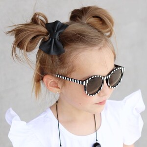 Black Genuine Leather Bows · Leather Hair Bow / Baby Headbands / Toddler Hair Clips / Infant Headband / Gift for Baby Girl