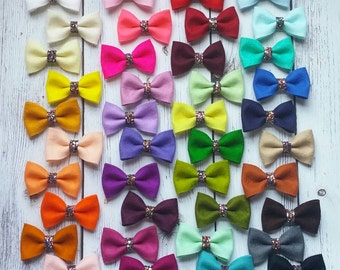Mini Felt Hair Bows - Set of 40 {Multiple Headband or Clip Options} - Hair Accessories - Newborn Gift - Baby Shower Gift - Baby Headbands