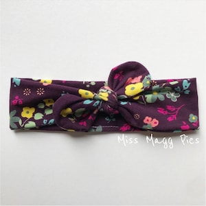 Blooming Plum · Top Knot Headband / Adjustable Headband / Head Wrap / Infant Headband / Top Knot / Baby Style / Adult Headband / Knotted Hea