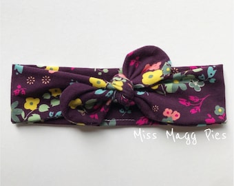 Blooming Plum · Top Knot Headband / Adjustable Headband / Head Wrap / Infant Headband / Top Knot / Baby Style / Adult Headband / Knotted Hea