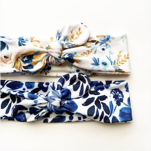 Victoria Floral OR Navy Floral · Top Knot Headband / Adjustable Headband / Head Wrap / Infant Headband / Top Knot / Baby Style / Adult Band