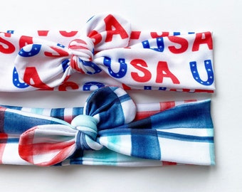 Team USA • Top Knot Headband / Adjustable Headband / Head Wrap / Infant Headband / Top Knot / Baby Style / Adult