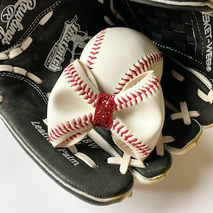 Baseball Hair Bow / Leather Baseball Bow / Baby Girl Headband / Toddler Hair Clip / Baseball Hair Clip