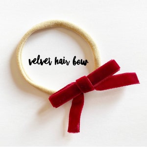 Dark Red · Velvet Hair Bow / Simple Hair Bow / Ribbon Bow / Girl&#39;s Hair Bow / Baby Headband / Classic Velvet Hair Bow / Gift for Baby Girl