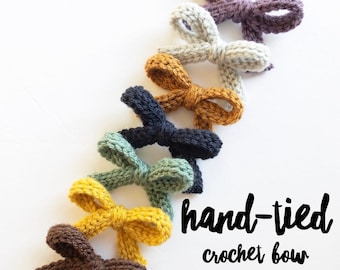 Hand Tied Crochet Bow / Baby Headband / Toddler Headband / Newborn Photo Prop / Adult Headband / Hair Accessories / Infant
