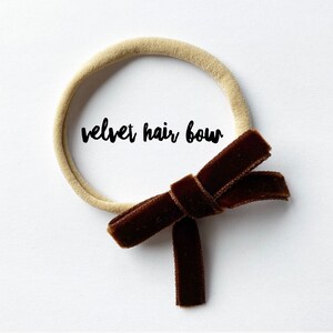 Brown · Velvet Hair Bow / Simple Hair Bow / Ribbon Bow / Girl&#39;s Hair Bow / Baby Headband / Classic Velvet Hair Bow / Gift for Baby Girl