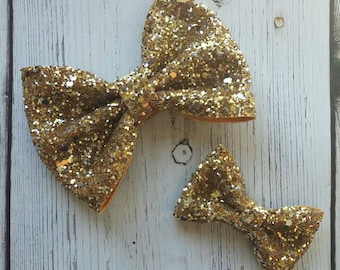 Treasure Chest · Mini Medium OR Classic Glitter Hair Bow / Baby Girl Headband / Baby Headband / Gold Bow / Gold Headbands / Hair Clip