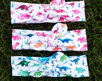 Dinosaur Stomp · Top Knot Headband / Adjustable Headband / Head Wrap / Infant Headband / Top Knot / Baby Style / Adult Headband