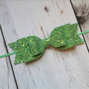 Pastel Apple Green · Standard OR Super Glitter Hair Bow / Baby Style / Toddler Hair Clip / Sparkly Bow / Glitter Hair Piece / Adult Headband