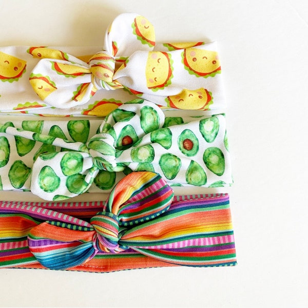 Tacos Avocados or Mexican Blanket · Top Knot Headband / Adjustable Headband / Head Wrap / Infant Headband / Top Knot / Adult Headband