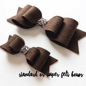 Coffee · Standard OR Super Felt Hair Bow / Fall Hair Bow // Baby Headbands // Toddler Hair Clips // Wool Felt Bows // Oversized Bows