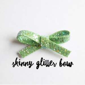 Apple Green Glitter Hair Bows / Baby Headband / Hair Bow on Nylon Band / Toddler Hair Clip / Hair Piece / School Girl Bow