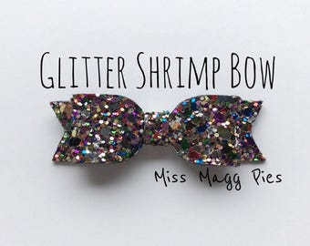 Kaleidoscope · Glitter Shrimp Hair Bow / Baby Headbands / Toddler Hair Clips / Infant Headband / Gift for Baby Girl / Sparkly Hair Bows
