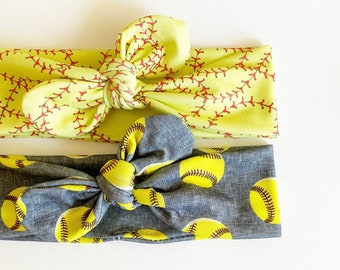 Softball · Top Knot Headband / Adjustable Headband / Head Wrap / Infant Headband / Top Knot / Baby Style / Adult Headband / Knotted Headband