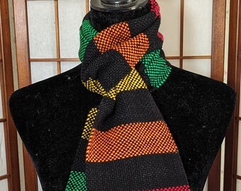 Rainbow scarf, handwoven scarf, crayon scarf