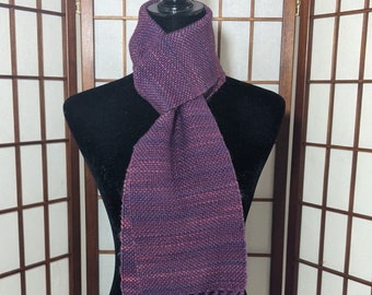 Purple scarf, striped scarf, handwoven