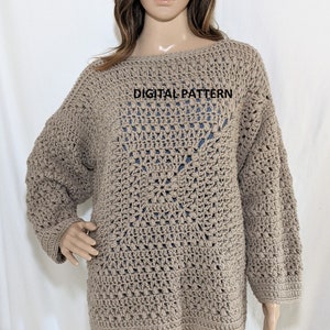 Devin Square Crochet sweater DIGITAL PATTERN, Granny square sweater image 1