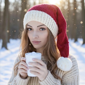 Santa Hat KNITTING PATTERN, Christmas hat, elf hat, digital PATTERN only