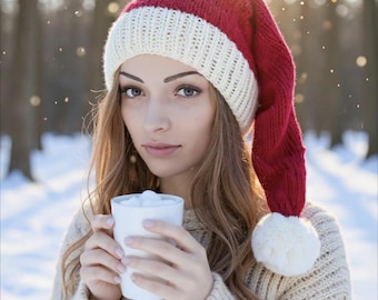 PATRÓN DE TEJIDO de gorro de Papá Noel, gorro navideño, gorro de elfo, PATRÓN digital solamente
