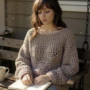 Devin Square Crochet sweater DIGITAL PATTERN, Granny square sweater
