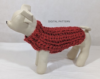Suéter de crochet para perro, PATRÓN DIGITAL, Suéter de crochet para perro con puños y botones