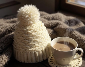 Patrón digital de gorro de ganchillo para principiantes (PDF).