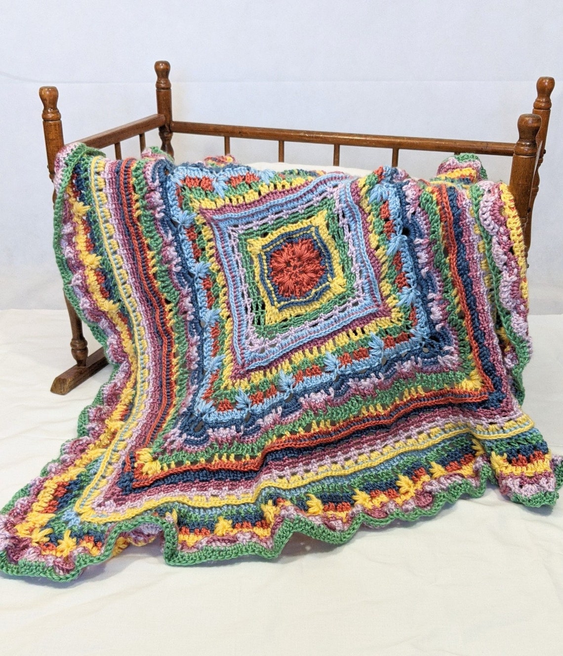 Bohemian baby blanket crochet baby afghan multicolor Etsy