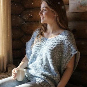 Spring poncho vest DIGITAL PATTERN, knit poncho pattern