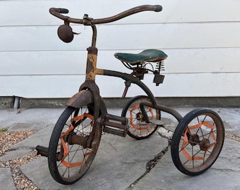 1930s Antique Tricycle, Edwardian Vintage Bicycle, Rustic Farmhouse Chic, Vintage Window Display, Vintage Garden Ornament, Shabby Chic Decor