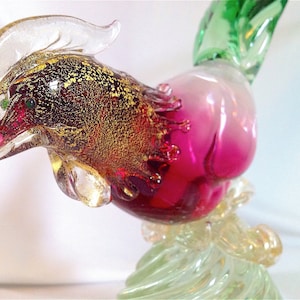 25&quot; ALFREDO Barbini Glass, 1960s MURANO Glass, Vintage Maximalist Decor, Bookshelf Wealth, Modern Italian Glass Art, Bullicante Glass Bird