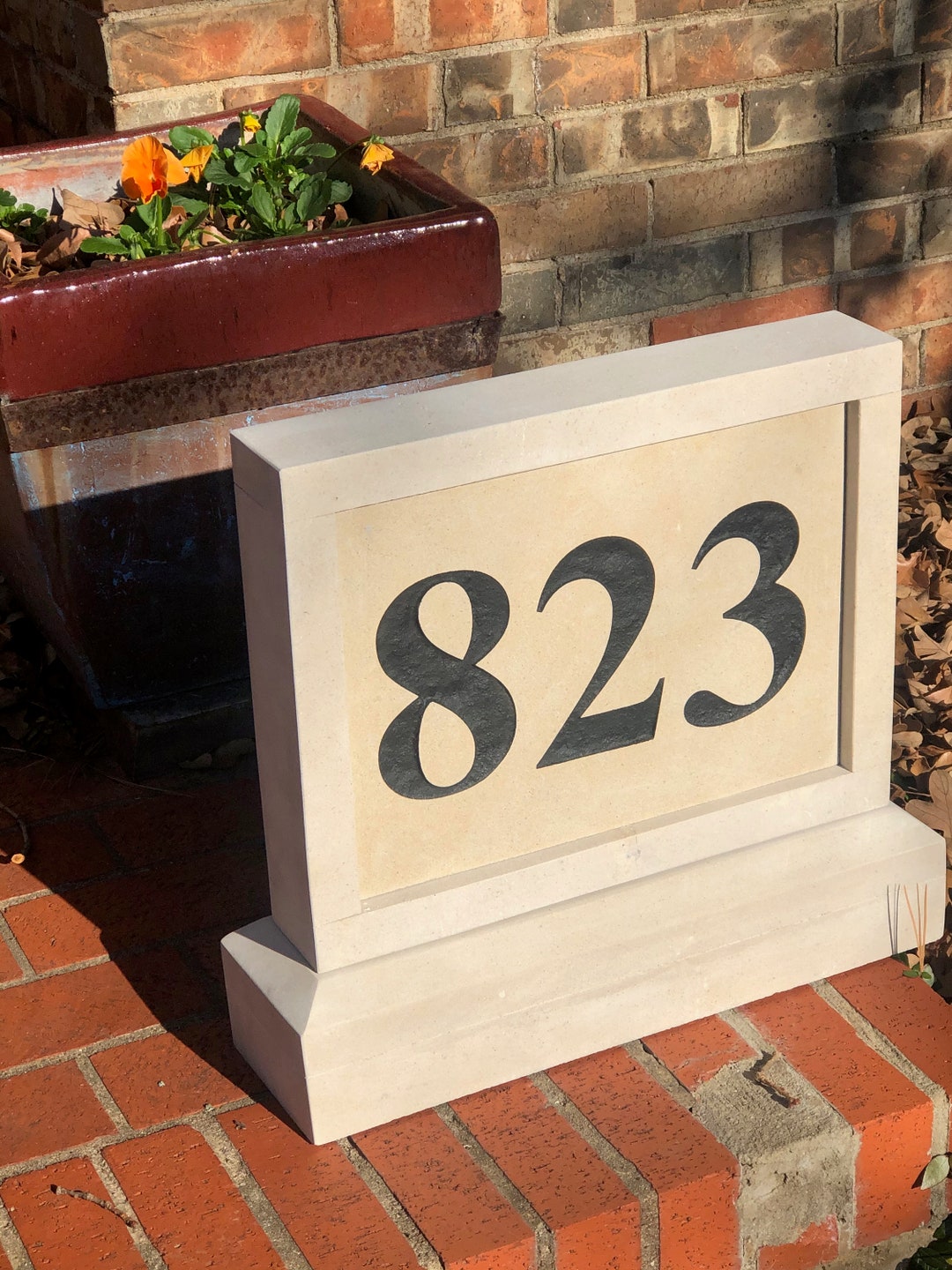 Freestanding/address Stone/double Sided/freestanding/house Number Etsy