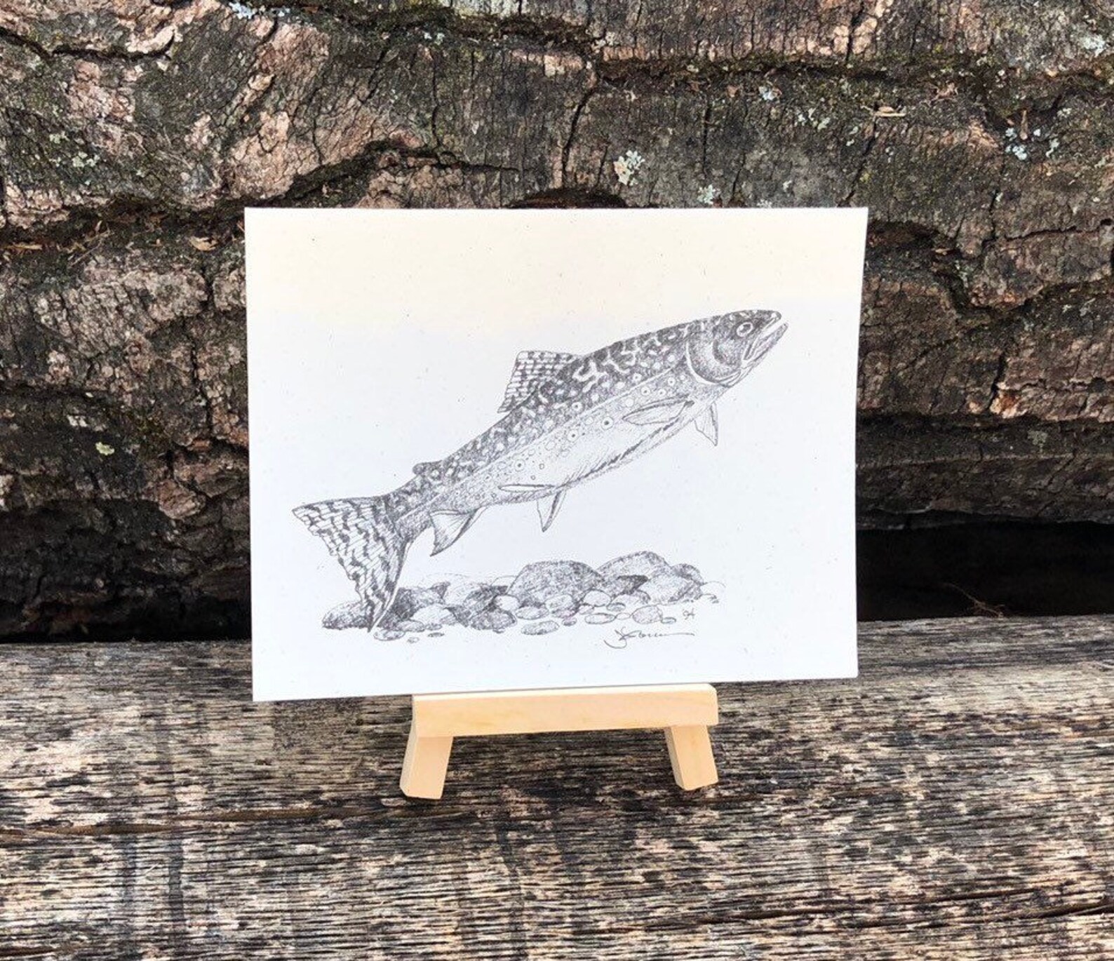 Trout Fishing Note Card // Prints // Flyfishing // Stream // Rainbow