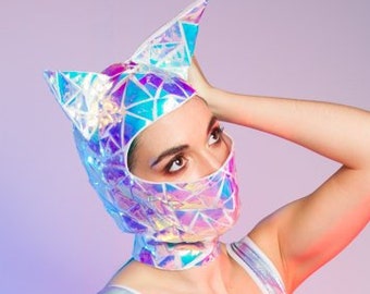 Holographic Reflective Ninja Kitty Junglist mask