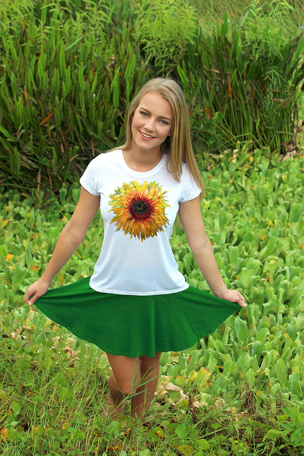 Sunflower Art Tshirt Woman Flower Print Top ladies Fine Etsy