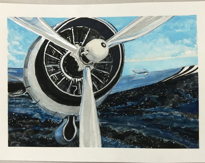 DC 3 Dreams, Original watercolor aerospace painting
