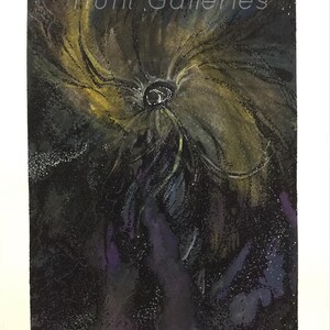 Rogue Black Hole an Original 11”x15” watercolor and ink astrological painting of gas clouds as a black hole flies through pulling in matter