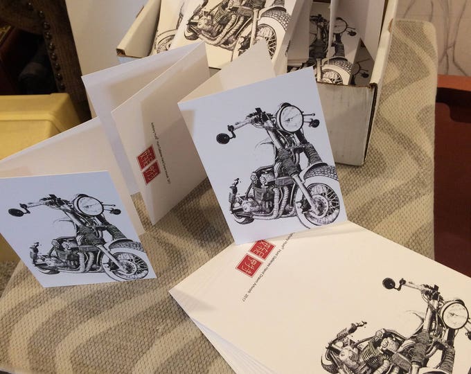 NEW: Motorcycle Greeting Card added to selection from Drawing Gallery - 3 card  assorted or custom set with envelopes
